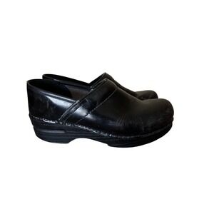 Dansko 7.5/8 Black Patent Leather Professional Clogs Slip On Mules Shoes comfort